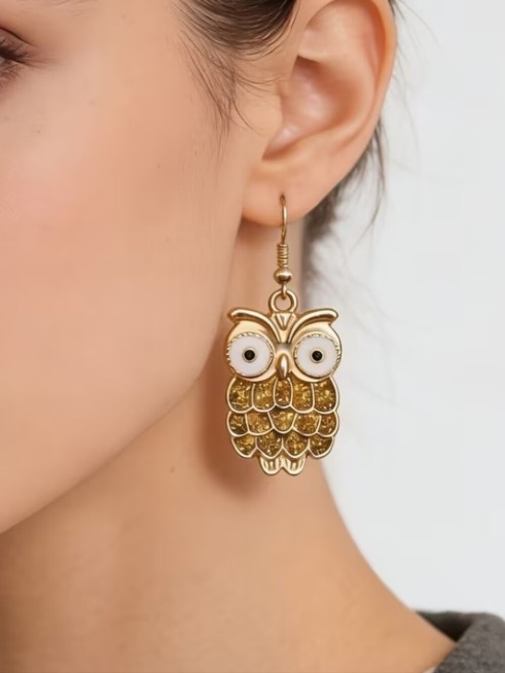 Yellow Owl Drop Earrings - Gold-Tone Women's Jewelry